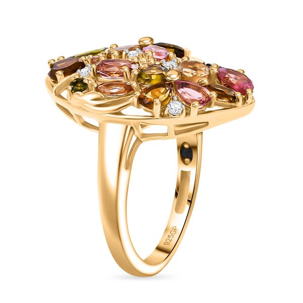 GP Italienische Garten Kollektion - AA Mehrfarbiger-Turmalin Ring, 925 Silber 750 Gelbgold Vermeil (Größe 19.00) ca. 2.70 ct image number 6