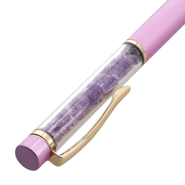 Premium Kollektion - Echter Amethyst-Kugelschreiber mit extra Mine und Schl&uuml;sselanh&auml;nger image number 5