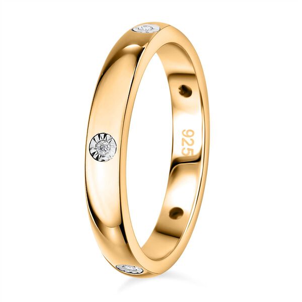 Diamant P Bandring, 925 Silber mit Gelbgold Vermeil image number 5