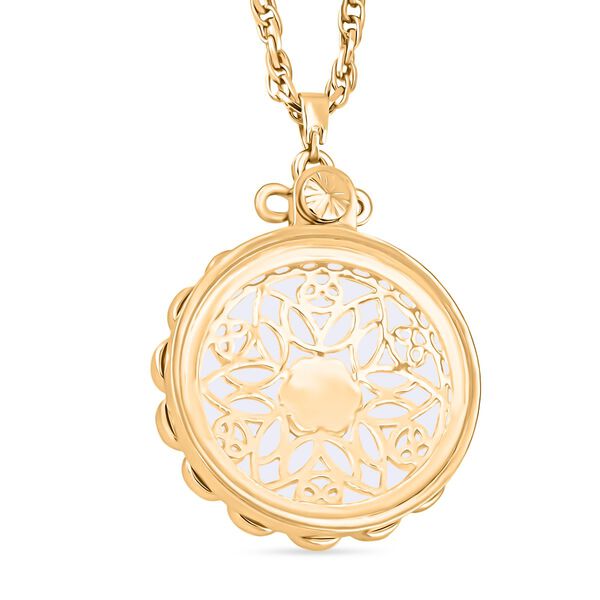 Rosa Kristall-Mandala-Anhänger und 60+5cm Kette image number 3