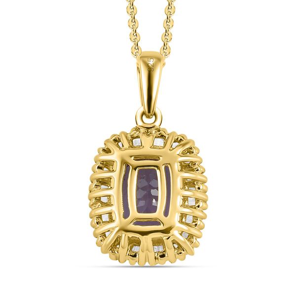 Tansanit und wei&szlig;er Diamant-Anh&auml;nger mit Kette, 925 Silber Gelbgold Vermeil ca. 1,66 ct image number 5