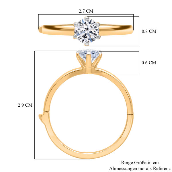 LUXURIANT SGL zertifizierter SI-GH Labor Rund-Diamant Ring, 925 Silber 750 Gelbgold Vermeil - 1 ct. image number 7