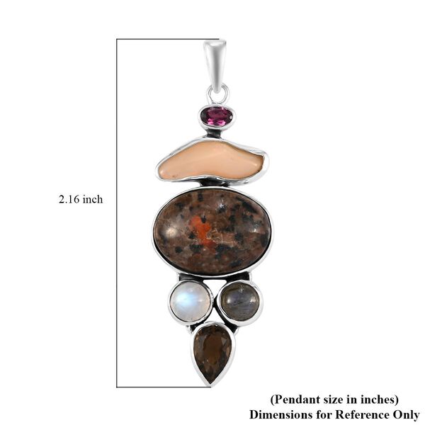 Handgearbeiteter, nat&uuml;rlicher Yooperlit, Welo Opal und mehrfarbiger Edelstein-Anh&auml;nger, 925 Silber ca. 17.93 ct image number 6