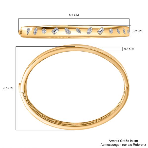 Weißer Zirkonia Armreif ca. 19 cm Messing image number 6