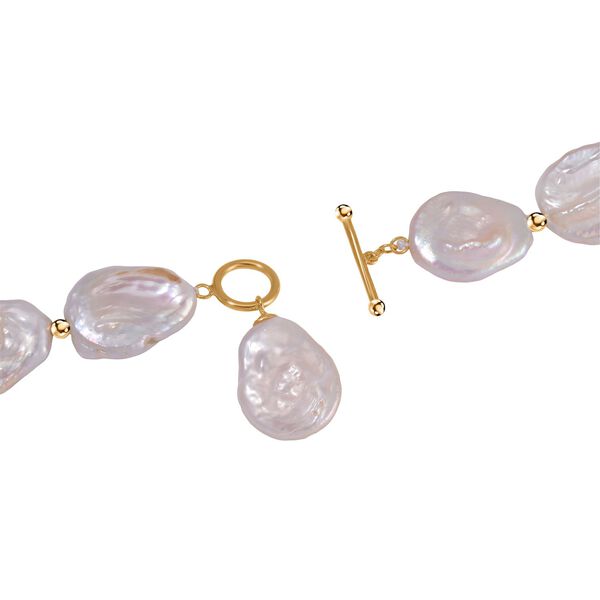 Weiße Keshi Perle Halskette ca. 50 cm 925 Silber vergoldet image number 4