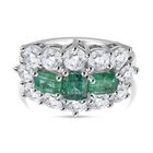 AAA Smaragd, Moissanit Ring 925 Silber rhodiniert (Gr&ouml;&szlig;e 18.00) ca. 3,31 ct