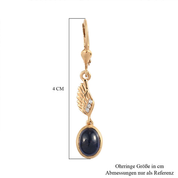 Masoala Saphir (Fissure gefüllt) und Zirkon Ohrhänger 925 Silber vergoldet ca. 4,08 ct  image number 6