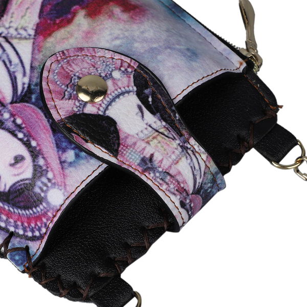 Boho Stil Crossbody Handytasche, Gr&ouml;&szlig;e 18x10,5 cm, Lila und Mehrfarbig image number 5