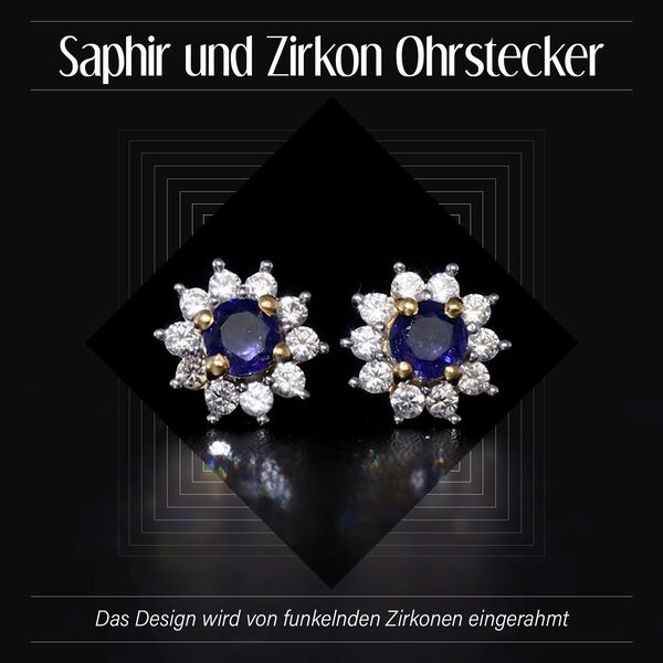 Sternchen Masoala Saphir und Zirkon Ohrstecker image number 2