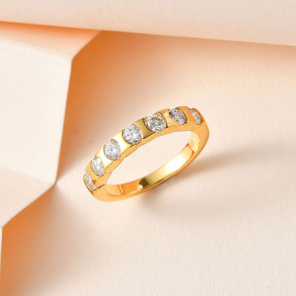 Moissanit Ring 925 Silber Gelbgold Vermeil (Gr&ouml;&szlig;e 19.00) ca. 0,74 ct image number 2