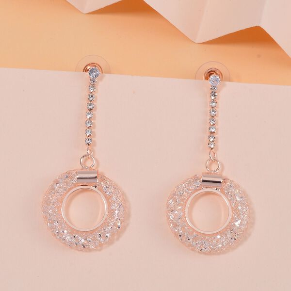 Weißer Kristall Ohrringe Reines Messing image number 2