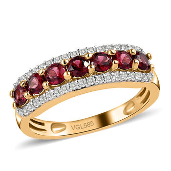 AAA Roter Spinell und Zirkon Ring 585 Gelbgold (Gr&ouml;&szlig;e 18.00) ca. 1,34 ct