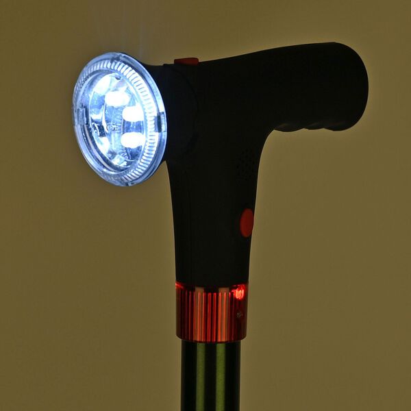 Faltbarer Smart-Gehstock mit LED Licht und Alarm, Belastbarkeit 113 KG, Gr&uuml;n, Ben&ouml;tigt 2xAAA-Batterien (nicht im Lieferumfang enthalten) image number 4