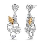 J Francis gefertigt mit SWAROVSKI Zirkonia Ohrringe 925 Silber Rhodiniert und 750 Gelbgold Vermeil 1.14 ct