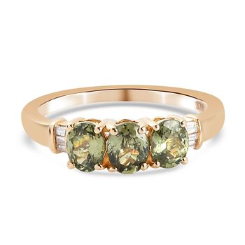 AA Demantoid Granat und Diamant-Ring, 375 Gelbgold (Gr&ouml;&szlig;e 17.00) ca. 1.17 ct