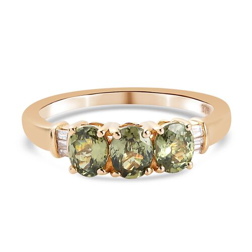 AA Demantoid Granat und Diamant Ring 375 Gelbgold image number 0