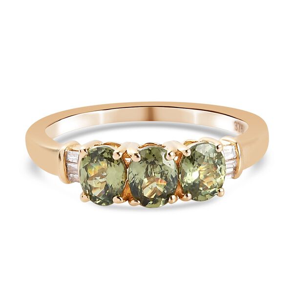 AA Demantoid Granat und Diamant Ring 375 Gelbgold