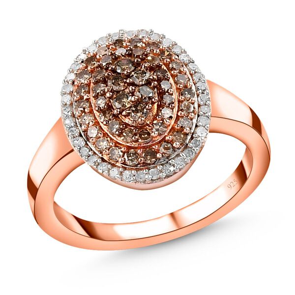 Nat&uuml;rlicher Champagner Diamant-Ring, 925 Silber Ros&eacute;gold Vermeil  ca. 0,75 ct image number 4