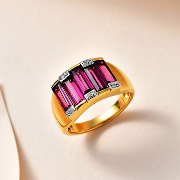 Rhodolith Granat und Zirkon Ring - 3,58 ct.