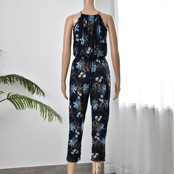 Tr&auml;ger-Jumpsuit mit gesmokter Taille, Blau