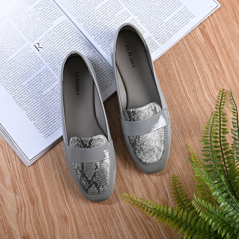 LA MAREY Damen Mokassins, Schlangenmuster, Grau | SHOPLC 