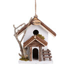 Handgefertigtes Vogelhaus aus Naturholz und MDF, 20x13x22 cm, Weiß