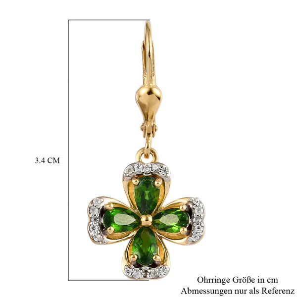 Russischer Diopsid und Zirkon Ohrh&auml;nger 925 Silber vergoldet ca. 2,19 ct&nbsp; image number 6