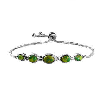 Gr&uuml;nes Mojave-T&uuml;rkis Armband, ca. 26.75 cm, Ionenbeschichteter Stahl ca. 3,80 ct