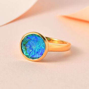 Paraiba Pfau Triplett Quarz Ring - 4,14 ct.