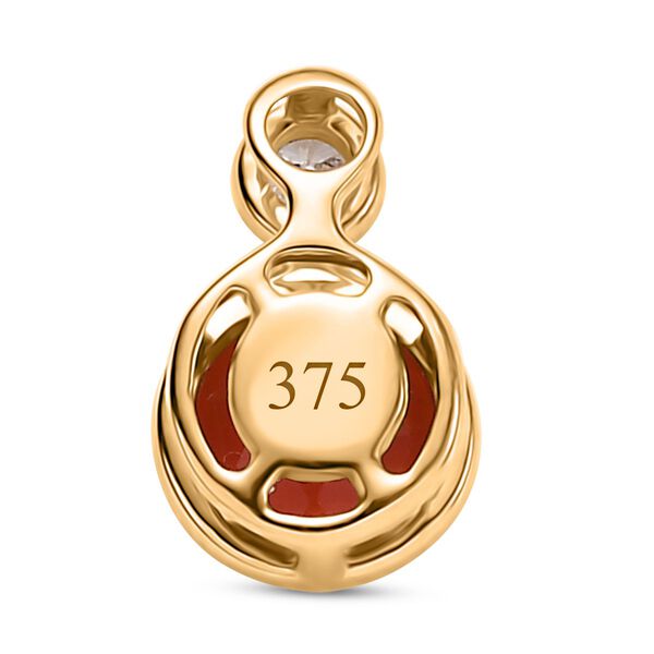 AAA Blaze Feueropal und VS Labor Diamant Anhänger in 375 Gold - 0,40 ct. image number 5