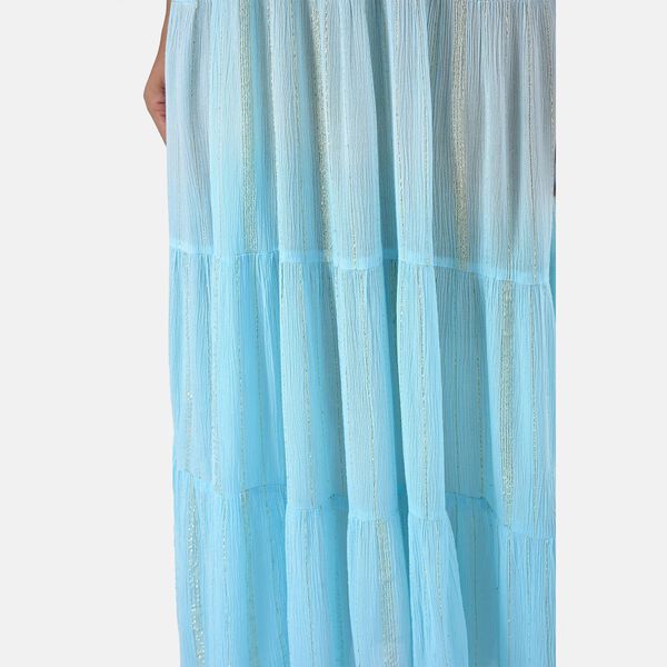 Maxikleid aus Viskose-Crepe mit Lurex, Einheitsgröße, Seegrün image number 8