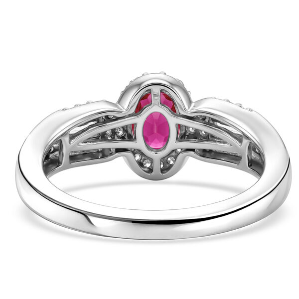 Afrikanischer Rubin und Zirkon-Ring, (Fissure gef&uuml;llt), 925 Silber platiniert image number 6