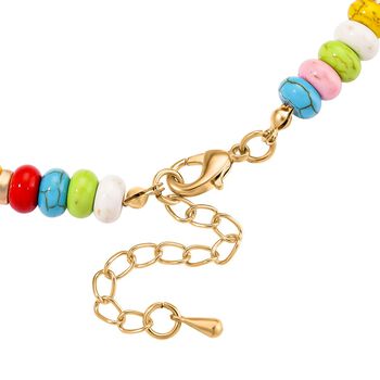 Wei&szlig;e Muschelkernperle, Howlit Halskette, ca. 50 cm + 5 cm Extender, goldfarben