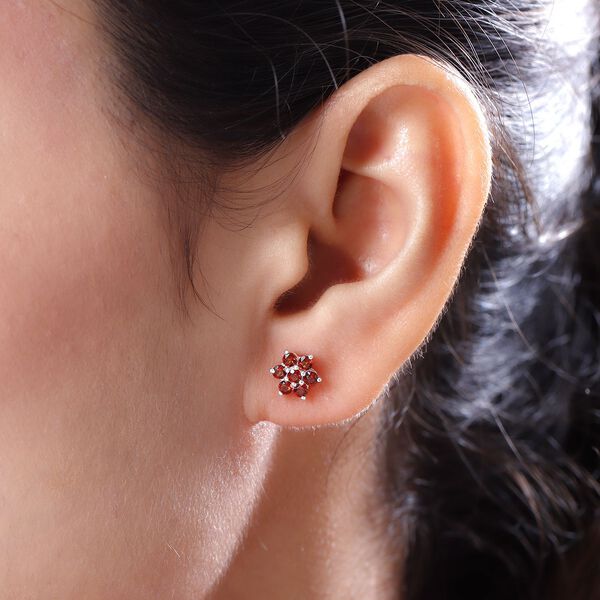 Rote Granat-Ohrringe, 925 Silber ca. 0,81 ct image number 3