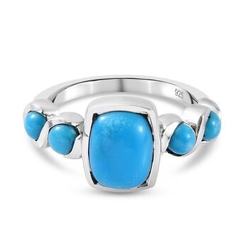 Nat&uuml;rlicher Sleeping Beauty T&uuml;rkis Edelstein Ring 925 Silber Platin-&Uuml;berzug