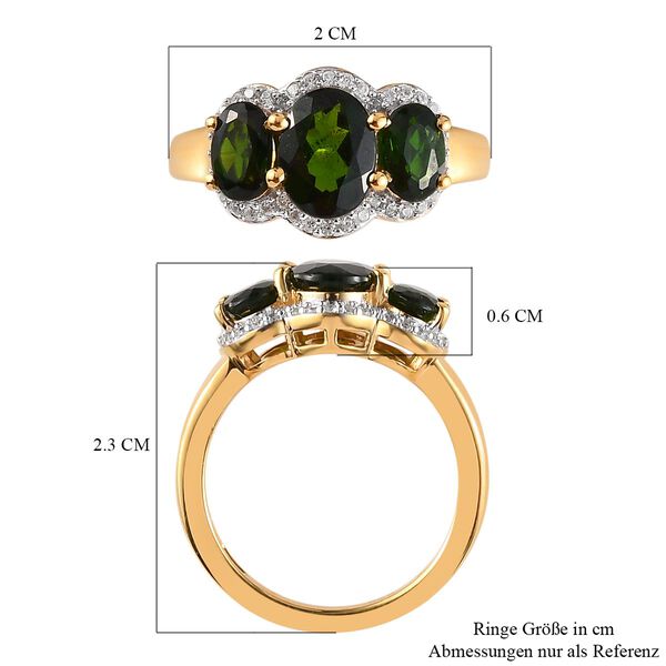 Nat&uuml;rlicher Chromdiopsid-Ring, 925 Silber vergoldet  ca. 2,60 ct image number 8