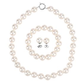 3er-Set weißes Muschelkernperle Schmuckset