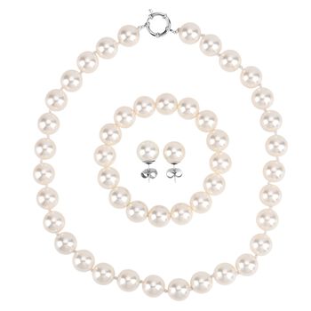 3er-Set wei&szlig;es Muschelkernperle Schmuckset