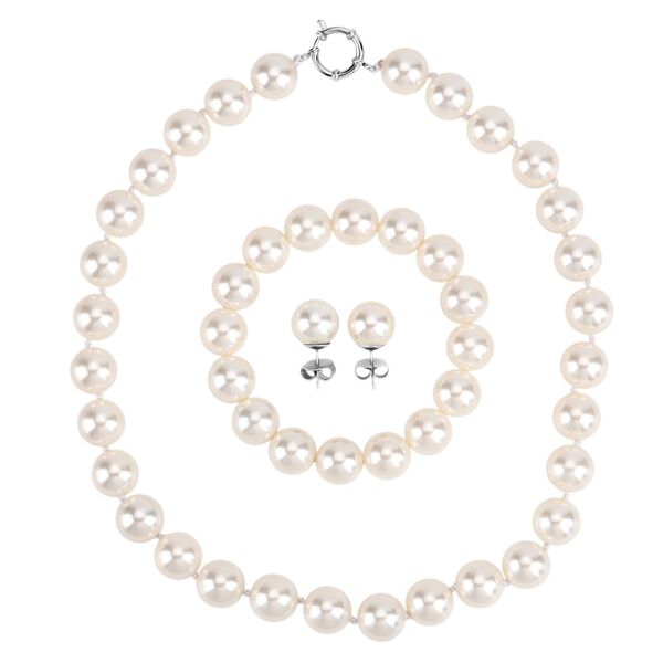 3er-Set wei&szlig;es Muschelkernperle Schmuckset