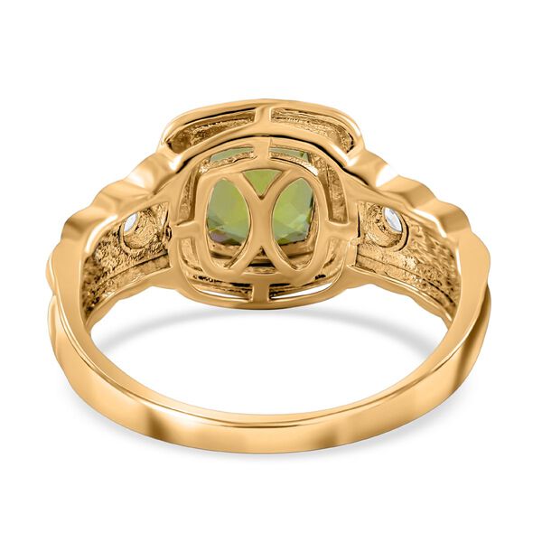 Nat&uuml;rlicher Peridot, wei&szlig;er Zirkon Ring, 925 Silber vergoldet (Gr&ouml;&szlig;e 16.00) ca. 2.55 ct image number 3