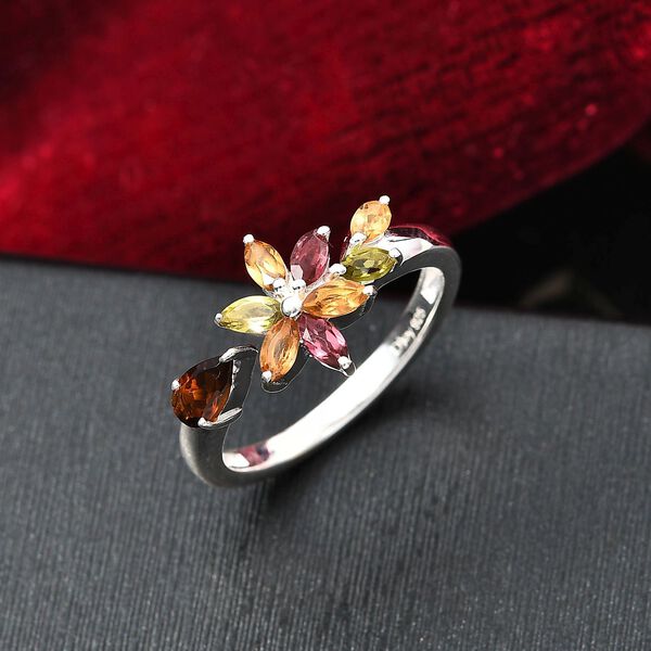 Mehrfarbiger-Turmalin Ring 925 Silber (Gr&ouml;&szlig;e 20.00) ca. 0.88 ct image number 1