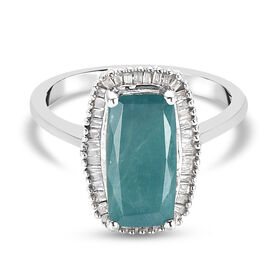 Grandidierit und Diamant Halo Ring 925 Silber Platin-Überzug