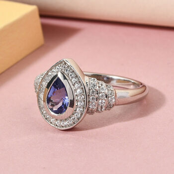 Tansanit und Zirkon Ring - 1,43 ct.