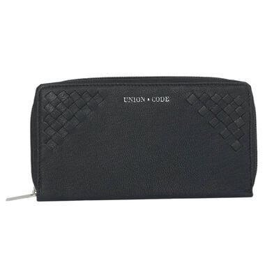 CLOSE OUT - UNION CODE: Echtleder Brieftasche mit Krokoprägung, schwarz