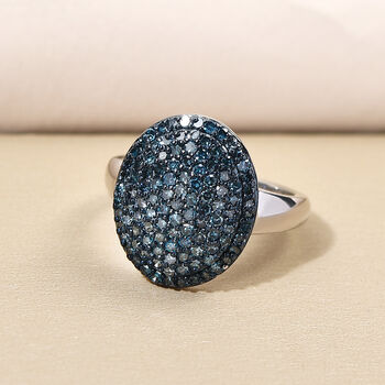 Blauer Diamant-Ring, 925 Silber platiniert  ca. 1,00 ct
