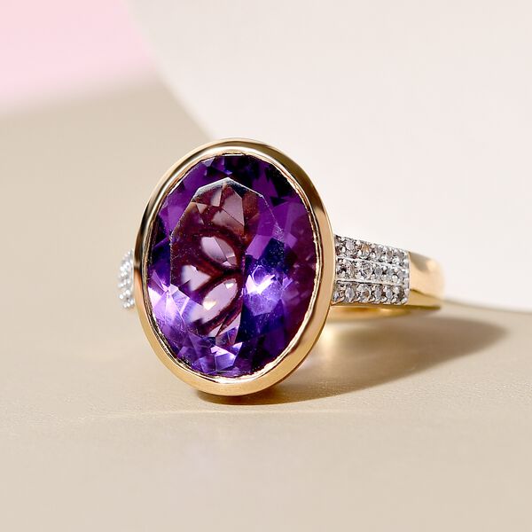 Natürlicher, marokkanischer Amethyst und Zirkon-Ring - 8,50 ct. image number 2