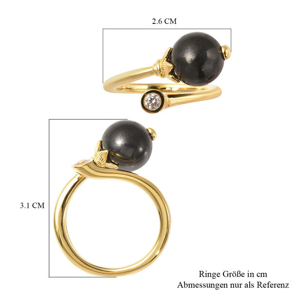 Shungit und Zirkon Ring 925 Silber vergoldet (Gr&ouml;&szlig;e 17.00) ca. 6,10 ct image number 7