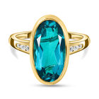 Capri-Blau Triplett Quarz und weißer Zirkon-Ring, 925 Silber vergoldet (Größe 16.00) ca. 5,44 ct