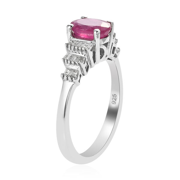 Fissure gef&uuml;llt Rubin und Diamant Ring 925 Silber platiniert  ca. 1,41 ct image number 6