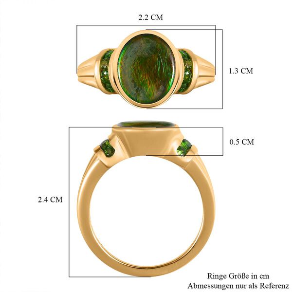 Kanadischer Ammolit und nat&uuml;rlicher Chromdiopsid-Ring - 3,02 ct. image number 7